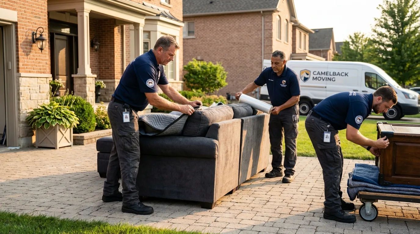 Large estate moving crew wrapping furniture in Villa Ridge, MO